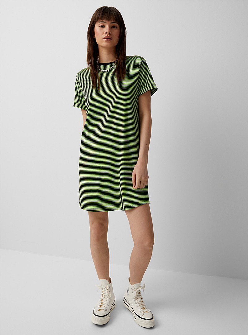 Twik Black and green Organic cotton straight-fit T-shirt dress for women