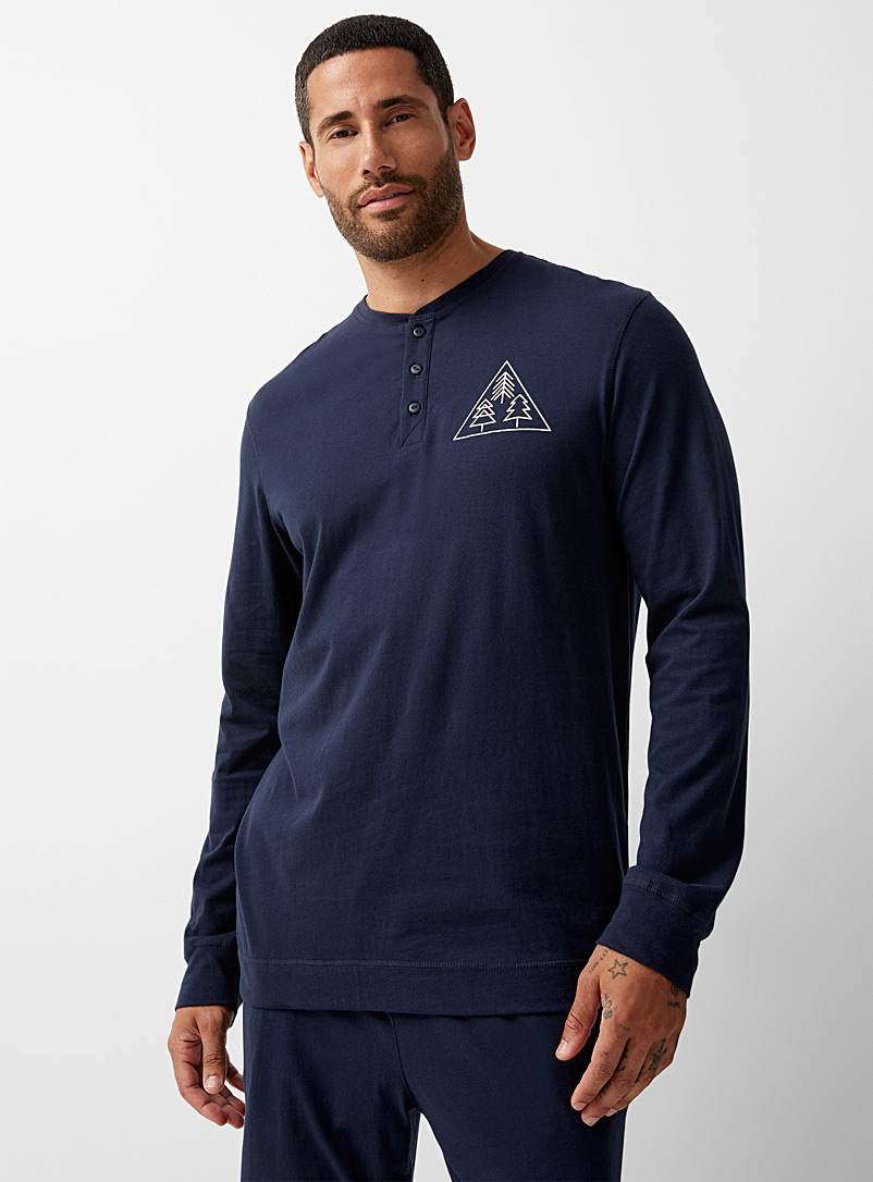 Le 31: Le t-shirt détente imprimé nordique Bleu à motifs pour homme