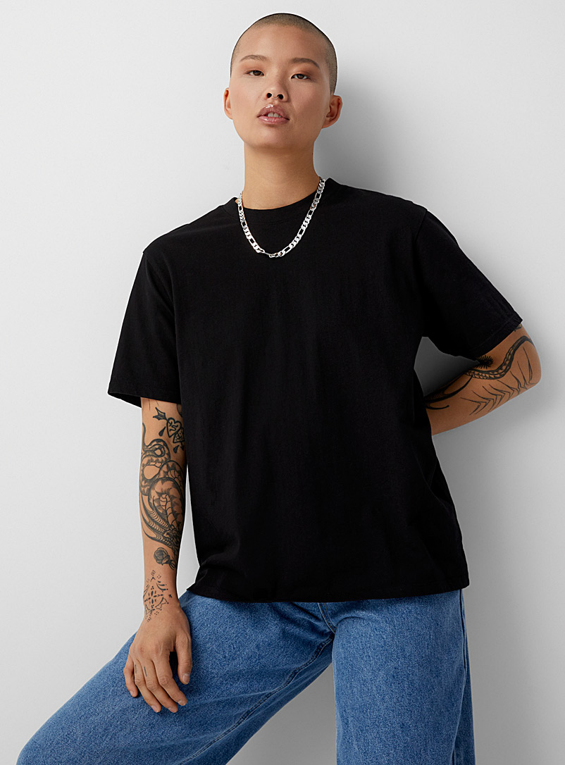 Twik Black Short-sleeve loose crew-neck T-shirt for women