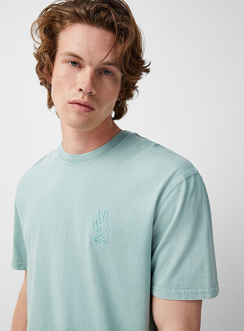 Djab Green Tone-on-tone icon faded boxy T-shirt for men