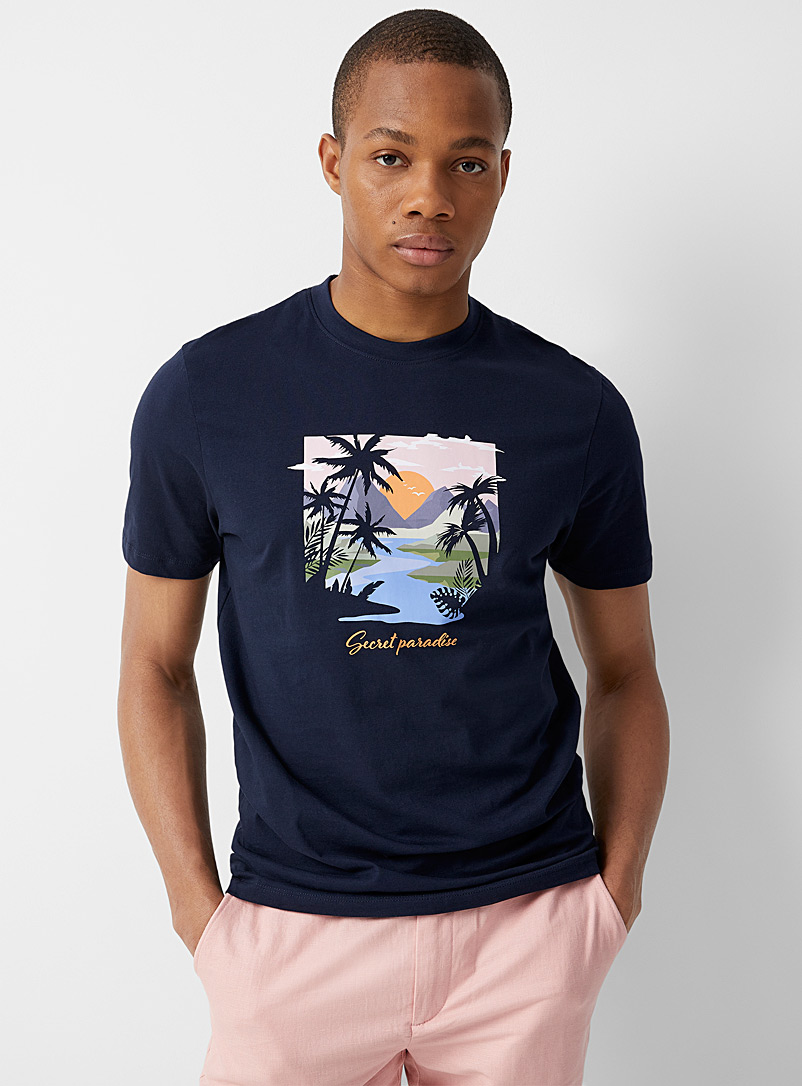 Le 31 Marine Blue Idyllic getaway T-shirt for men