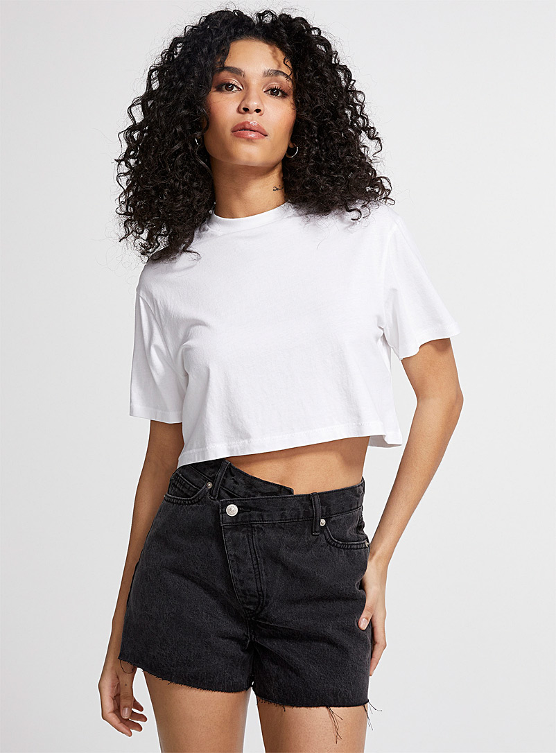 Icône White Organic cotton cropped T-shirt for women