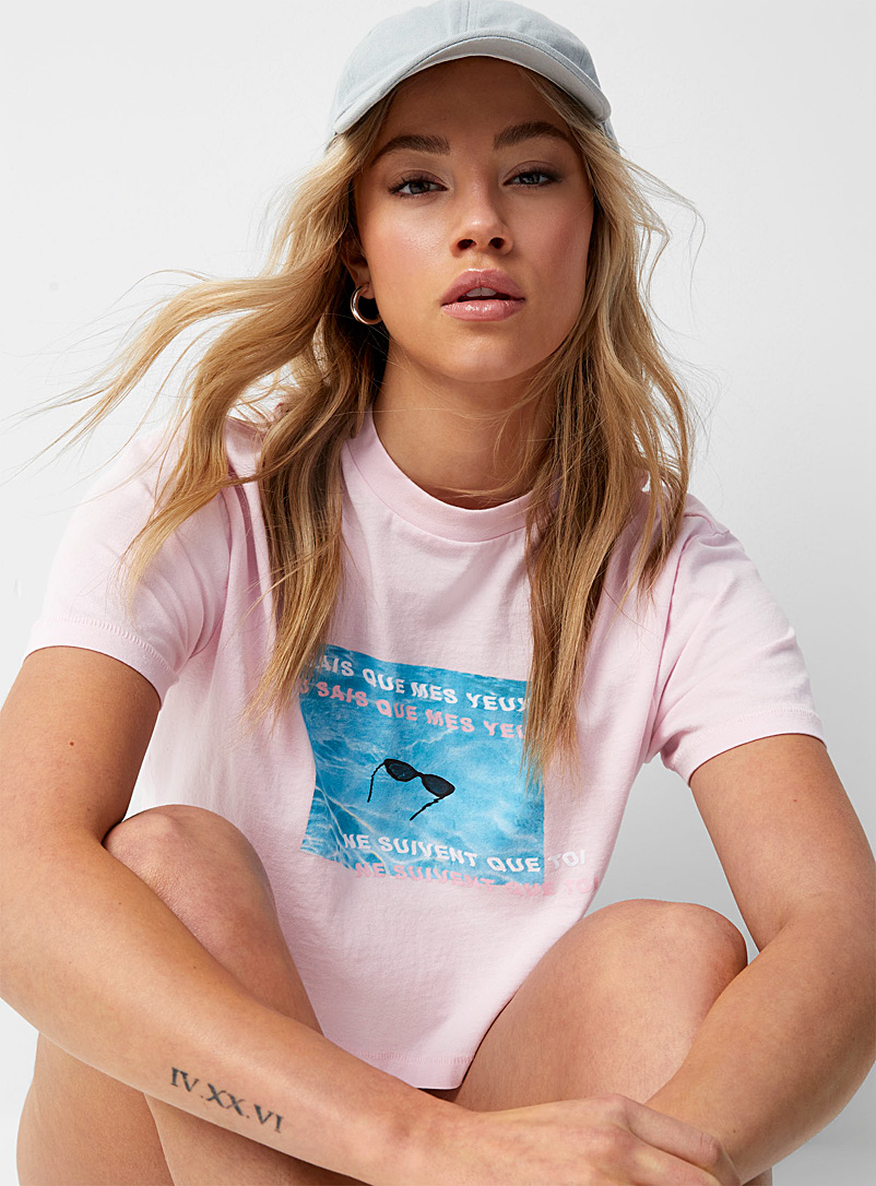 Icône Pink Print cropped T-shirt for women