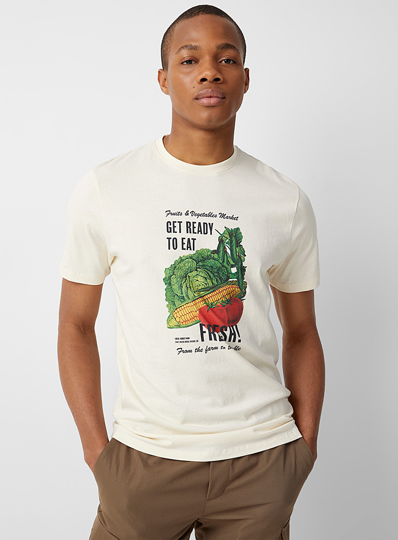 Le 31 Cream Beige Garden destination T-shirt for men
