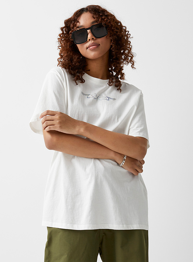 Twik: Le t-shirt ample imprimé nostalgie Beige crème pour femme