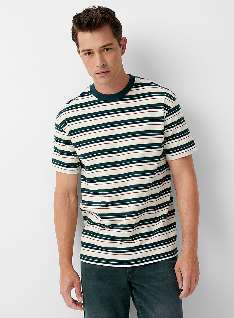 Le 31 Green Mixed stripe T-shirt for men
