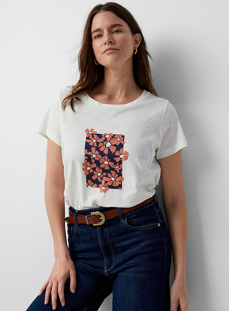 Contemporaine: Le t-shirt motif artistique Nacre pour femme