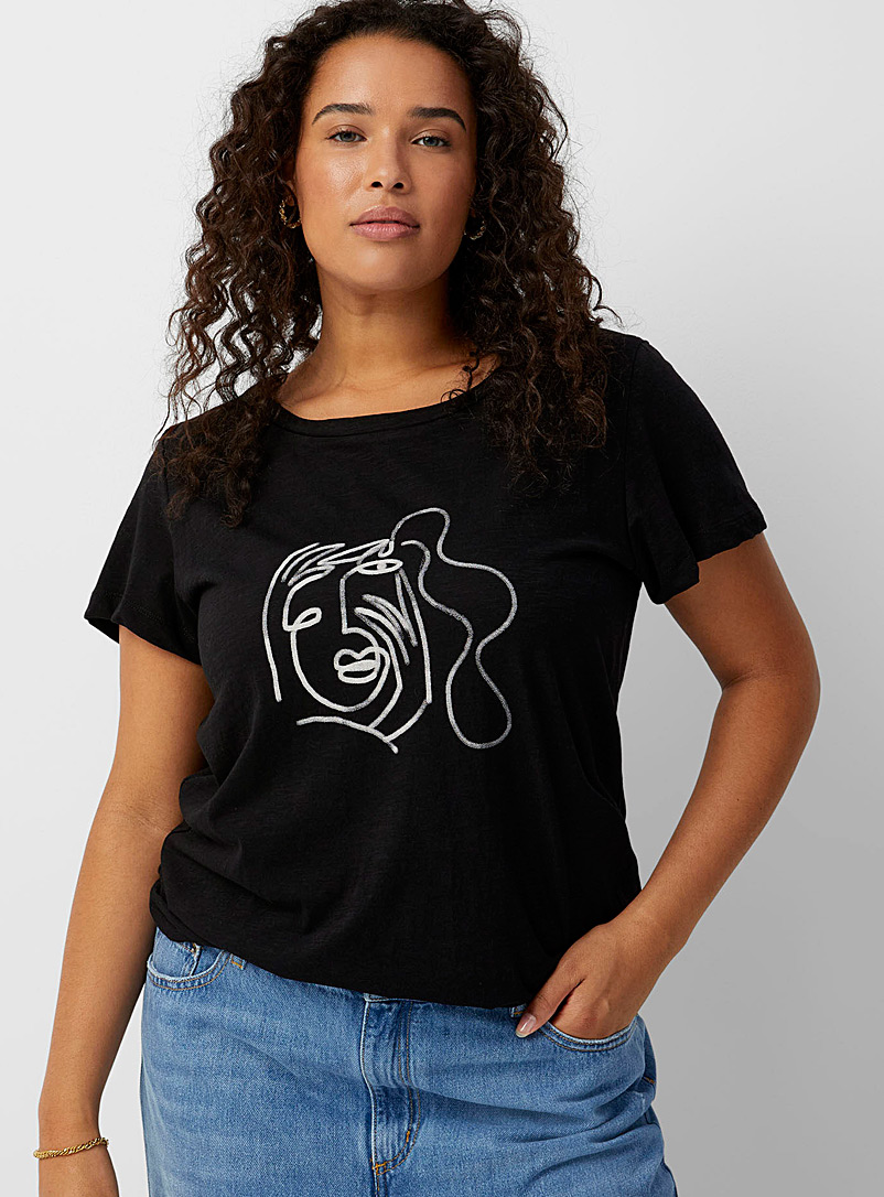 Contemporaine Black and White Artistic print T-shirt for women
