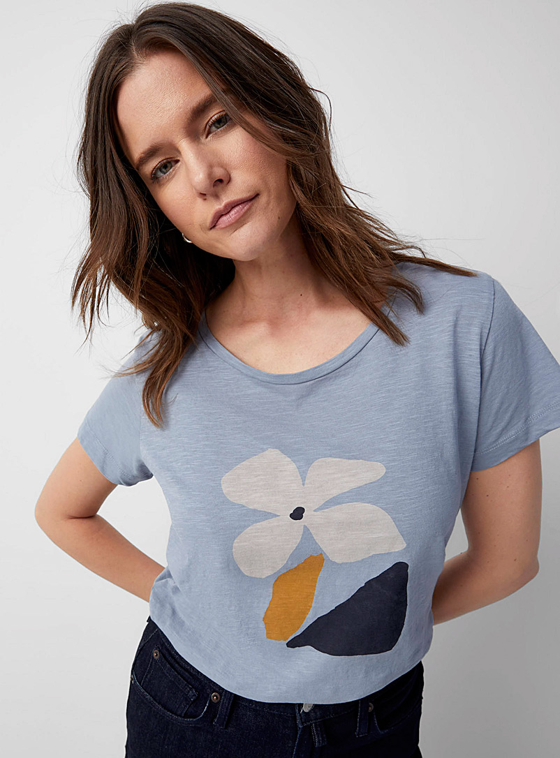 Contemporaine Baby Blue Artistic print T-shirt for women