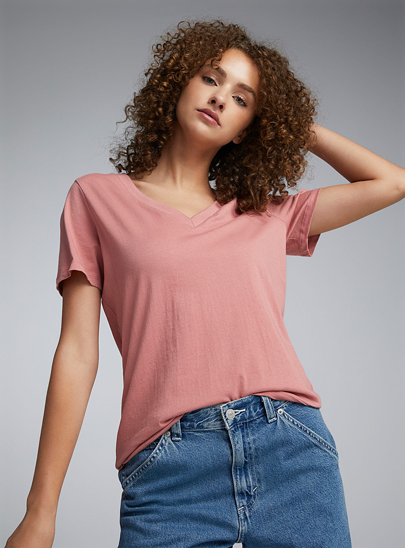 Twik Dusky Pink Short-sleeve V-neck boxy-fit T-shirt for women