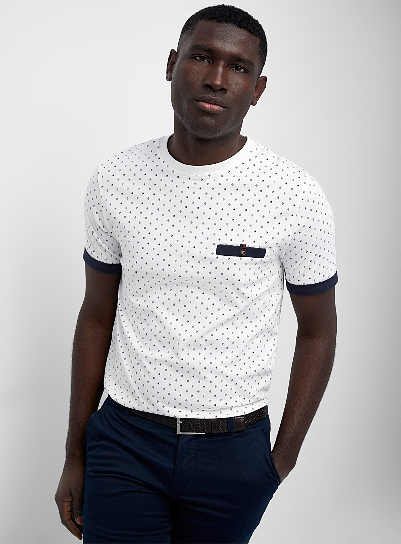 Le 31 White Optical pattern T-shirt for men