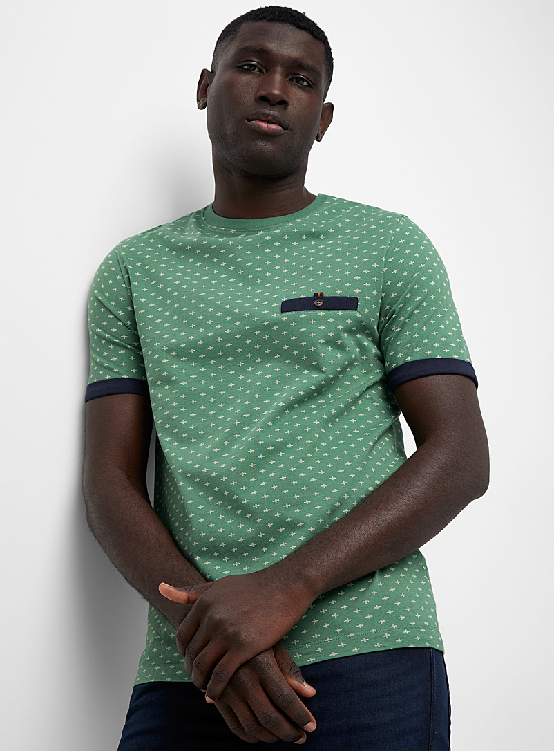 Le 31: Le t-shirt motifs optiques Vert bouteille - Sapin pour homme