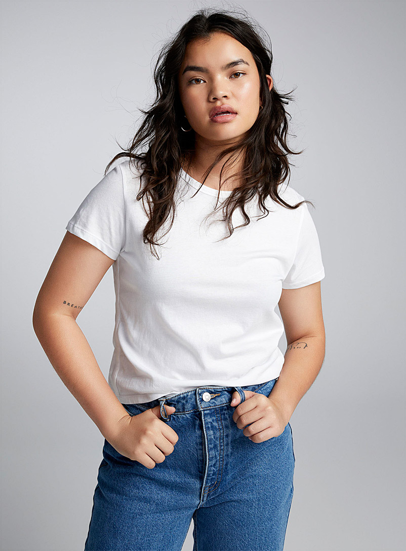 Twik: Le t-shirt mini jersey mince Blanc pour femme