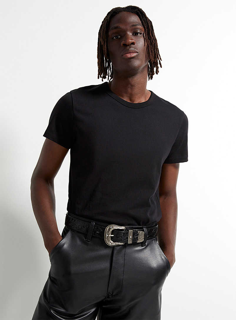Le 31 Black Cropped organic cotton T-shirt for men