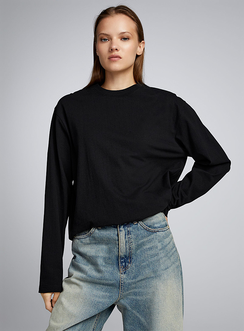 Twik Black Long and boxy-fit tee for women