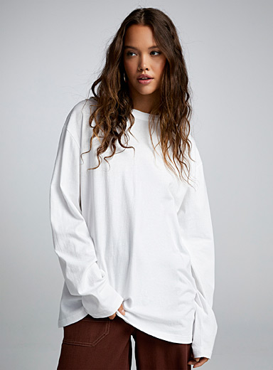 Twik White Long and boxy-fit tee for women