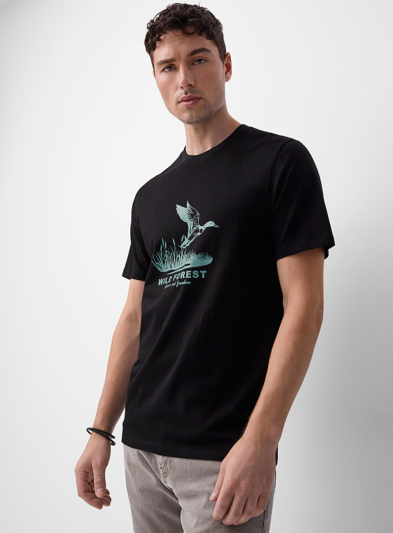 Le 31 Black Nature adventure T-shirt for men