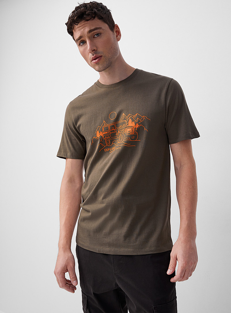 Le 31 Mossy Green Nature adventure T-shirt for men
