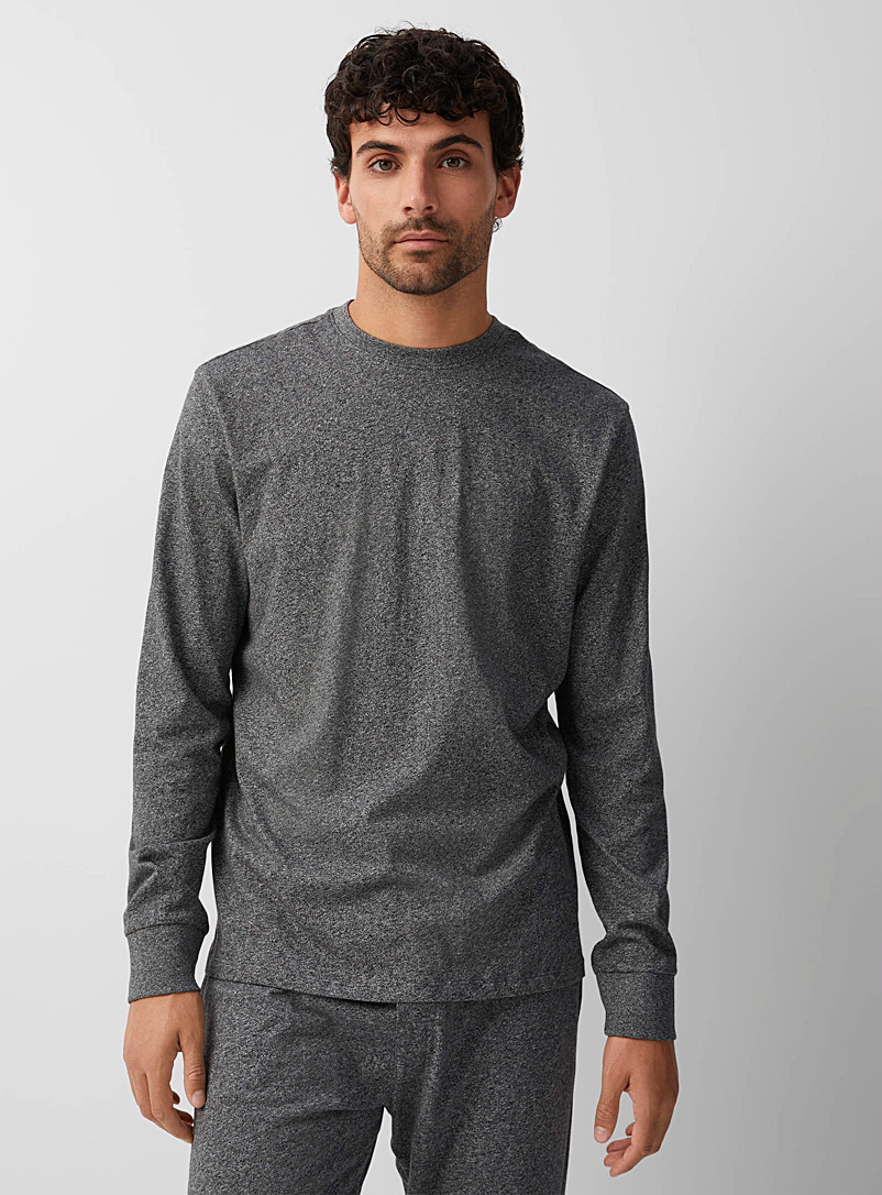 Le 31 Grey  Brushed cotton long-sleeve T-shirt for men