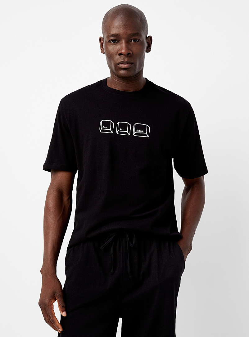 Le 31 Black Playful printed lounge T-shirt for men