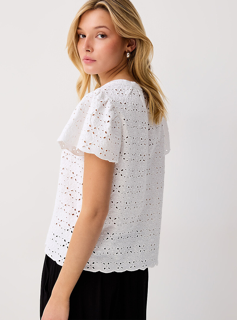Ic&ocirc;ne White Broderie anglaise tee for women