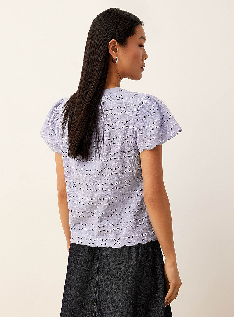 Ic&ocirc;ne White Broderie anglaise tee for women