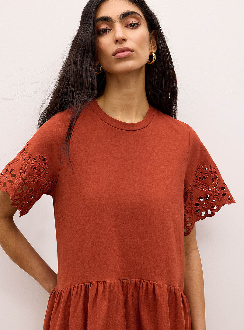 Ic&ocirc;ne: La minirobe broderie anglaise jersey coton bio Noir pour femme