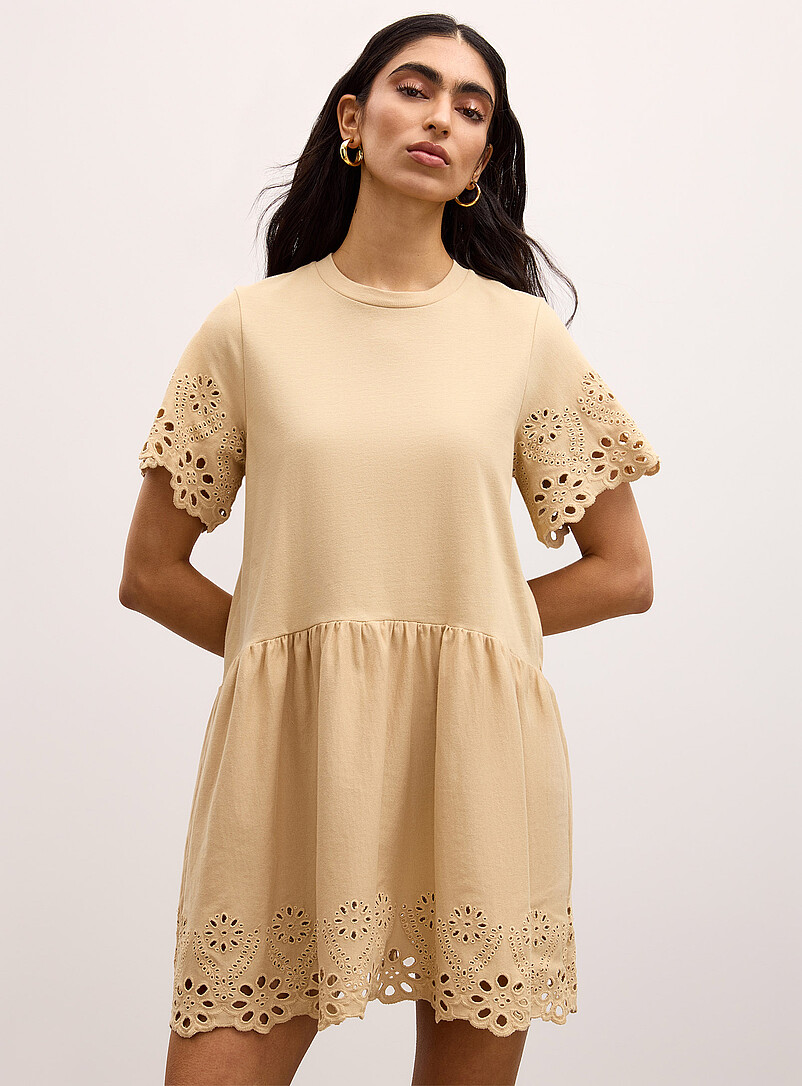 Ic&ocirc;ne: La minirobe broderie anglaise jersey coton bio Noir pour femme