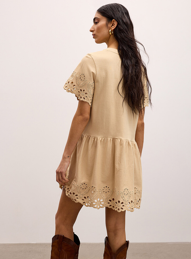 Ic&ocirc;ne: La minirobe broderie anglaise jersey coton bio Noir pour femme