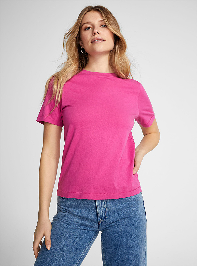 Icône Pink 100% organic cotton solid T-shirt for women