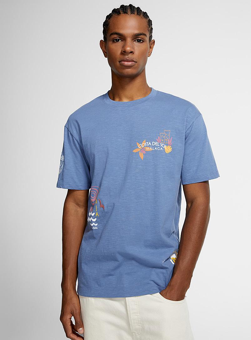 Le 31 Slate Blue Sunny destination T-shirt for men