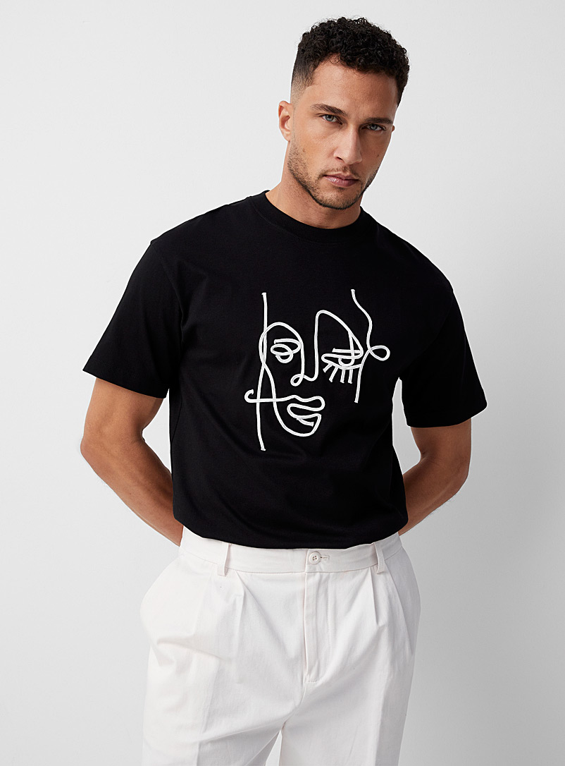 Le 31 Black Embroidered art T-shirt for men