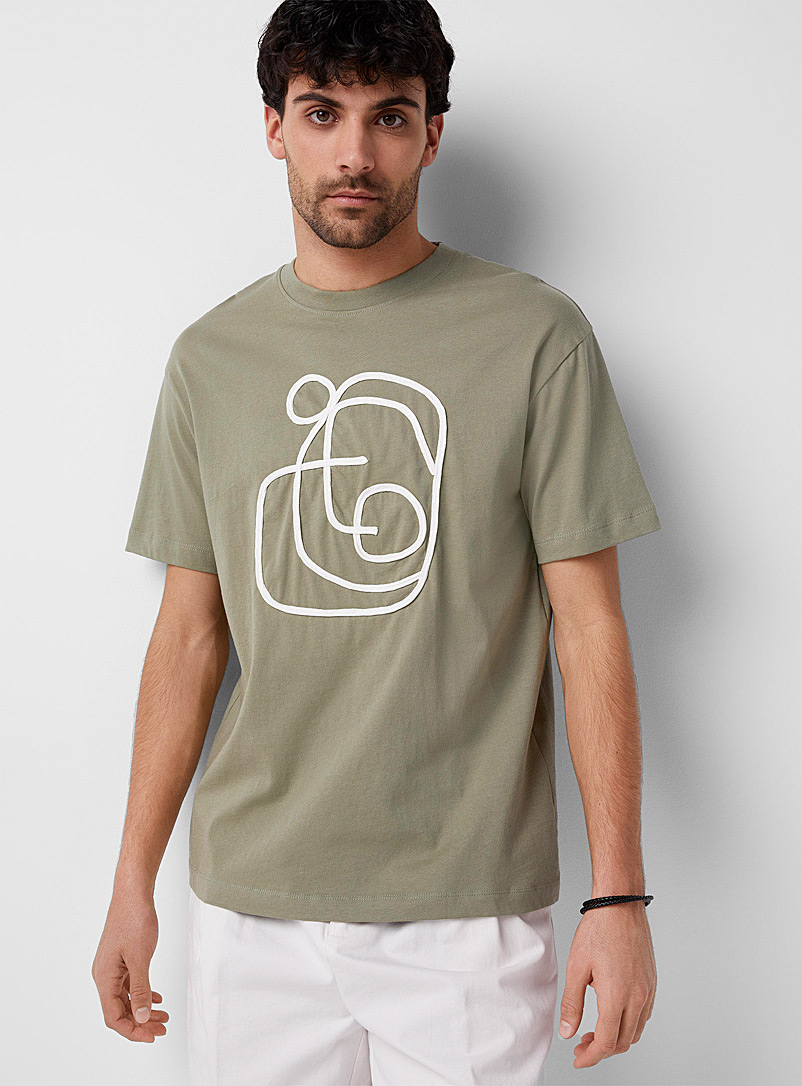 Le 31 Mint/Pistachio Green Embroidered art T-shirt for men
