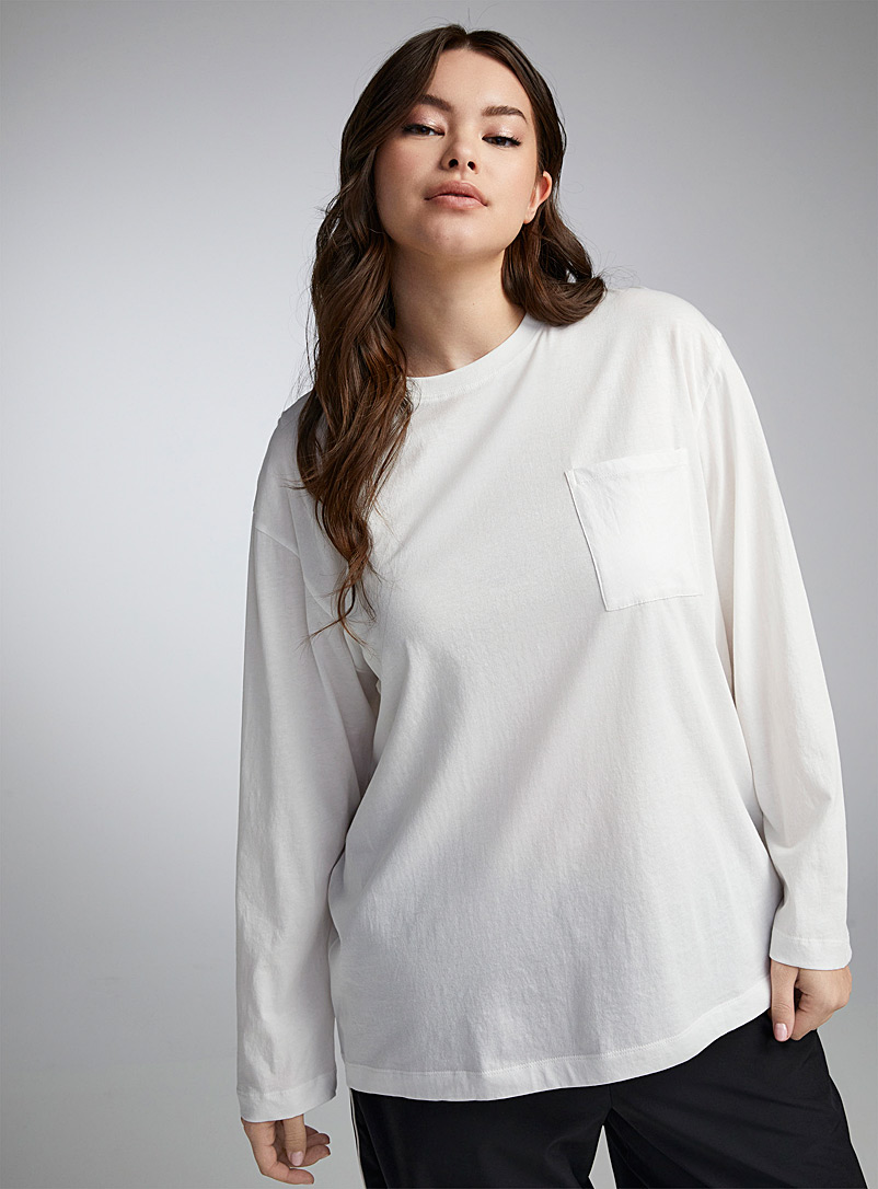 Twik Off White Thin jersey pocket crew-neck tee <b>Oversized fit</b> for women