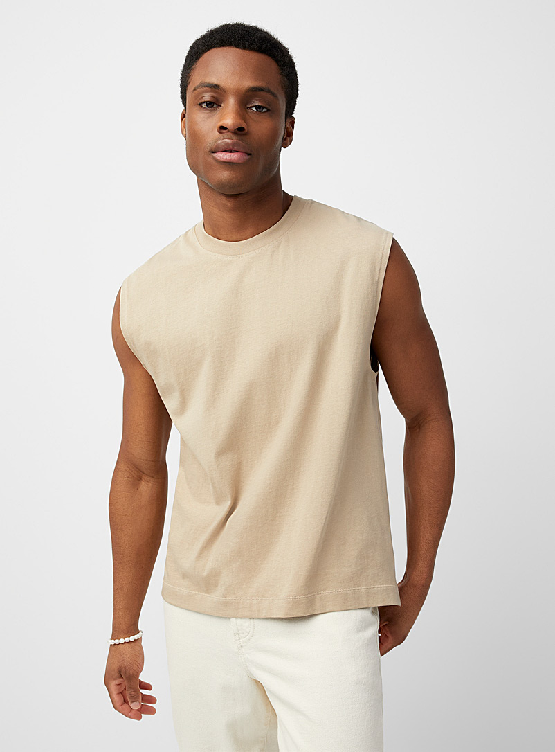 Le 31 Sand Minimalist sleeveless T-shirt for men