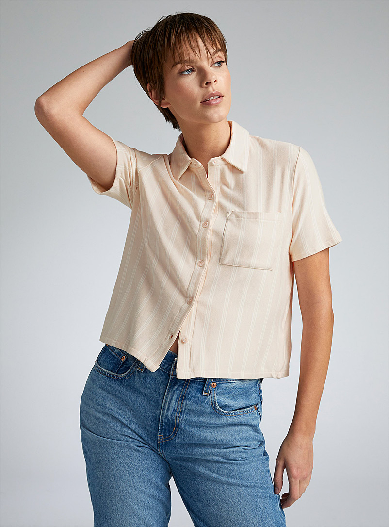 Twik Ivory/Cream Beige Short-sleeve jersey shirt for women