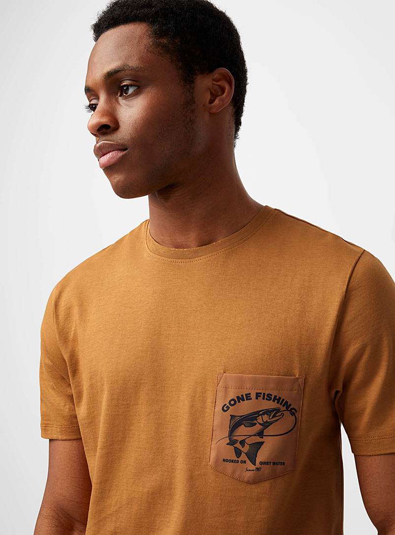 Le 31 Golden Yellow Printed pocket T-shirt Standard fit for men