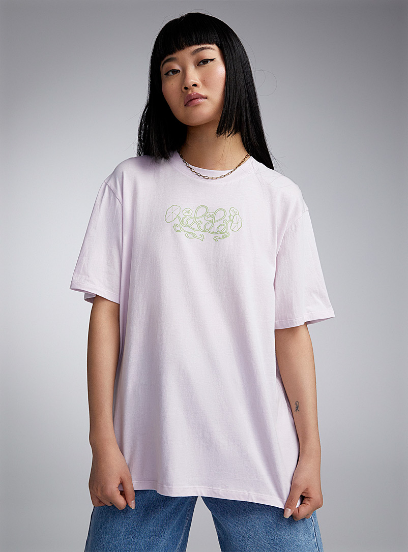 Twik x Paige Jung: Le t-shirt ample plantes porte-bonheur <b>Collection L'année du Dragon</b> Lilas pour femme