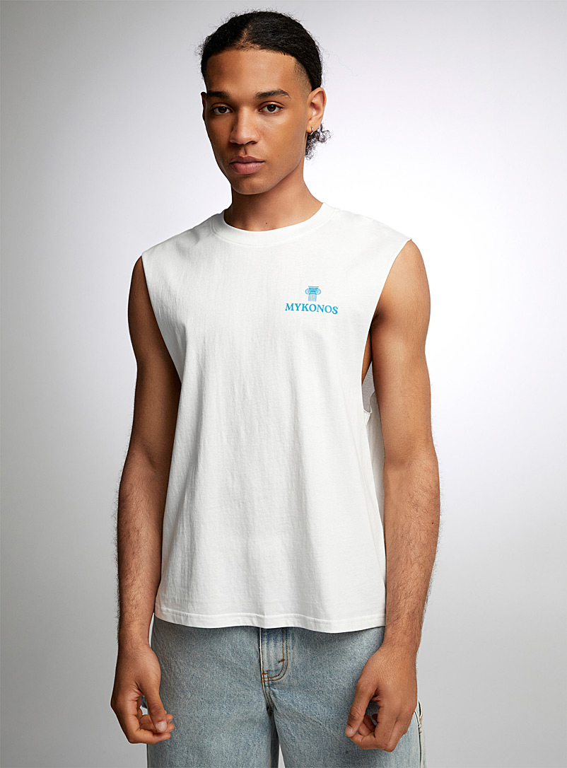 Djab: Le t-shirt manches coupées icône ville Blanc pour homme