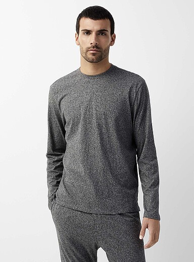 Le 31 Patterned Black Long-sleeve T-shirt for men