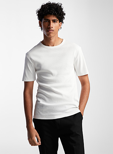 T-shirt Homme Côtelé Musclé Stretch - Coupe Slim, Col Décontracté - Polyester - Neuf Avec étiquettes