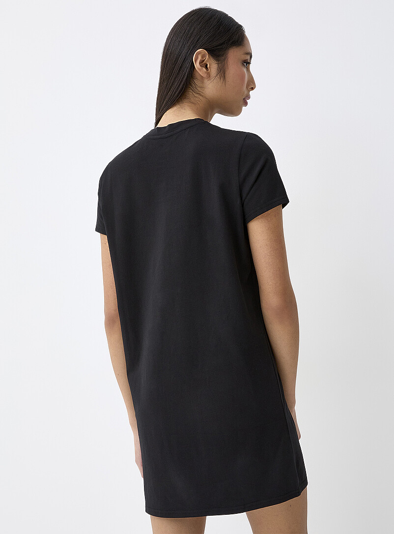 Twik: La robe t-shirt coton biologique Noir pour femme