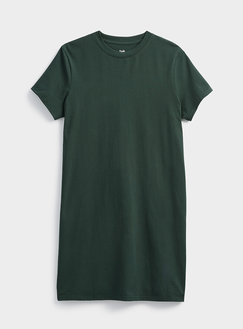 Twik: La robe t-shirt coton biologique Noir pour femme