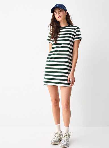 Robe boule manches courtes en coton Marine pour femme | Maje