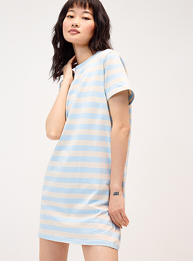 Twik Patterned Blue Organic cotton T-shirt dress for women
