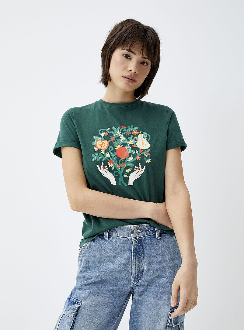T-Shirt Femme Peinture à L'Huile Imprimé Graphique Manches Courtes - Blouse Décontractée Mode Drôle