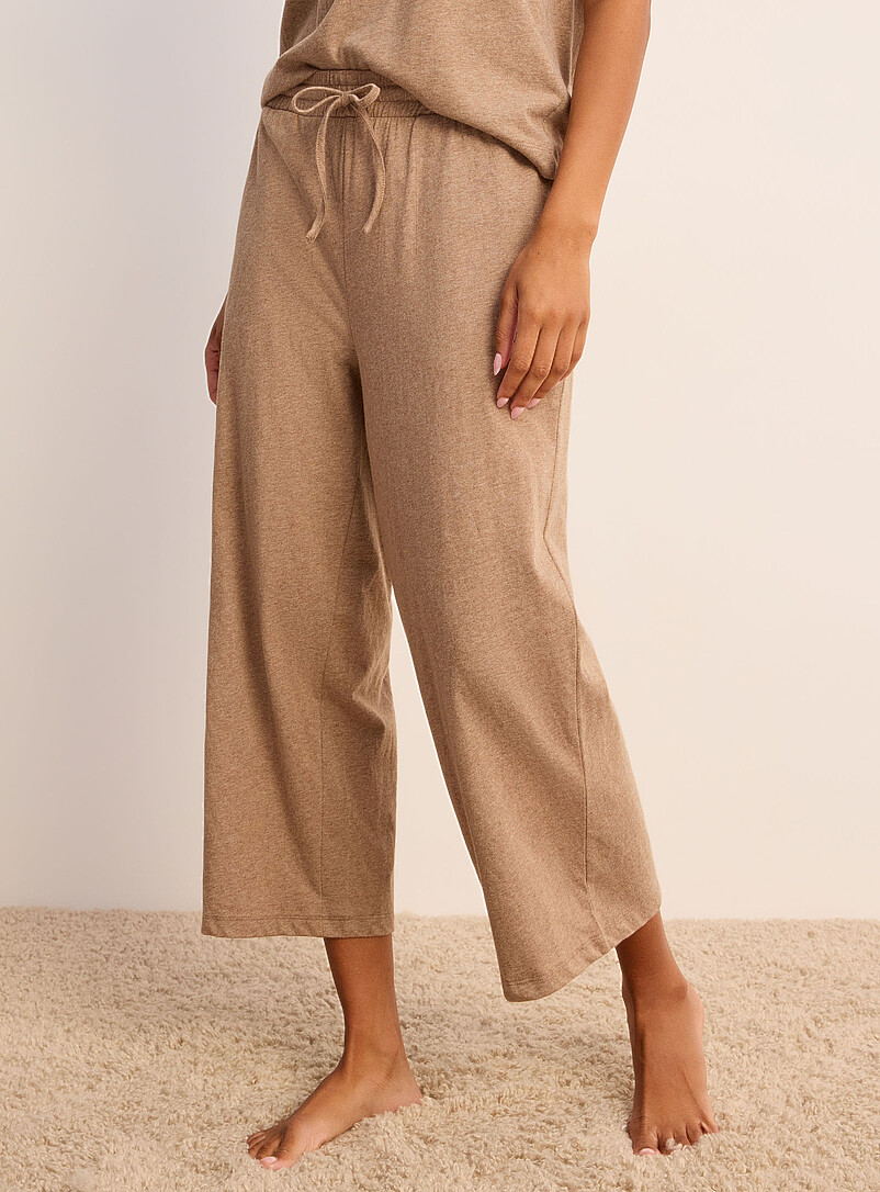 Miiyu Light Brown Soothing tone pyjama capri pant for women