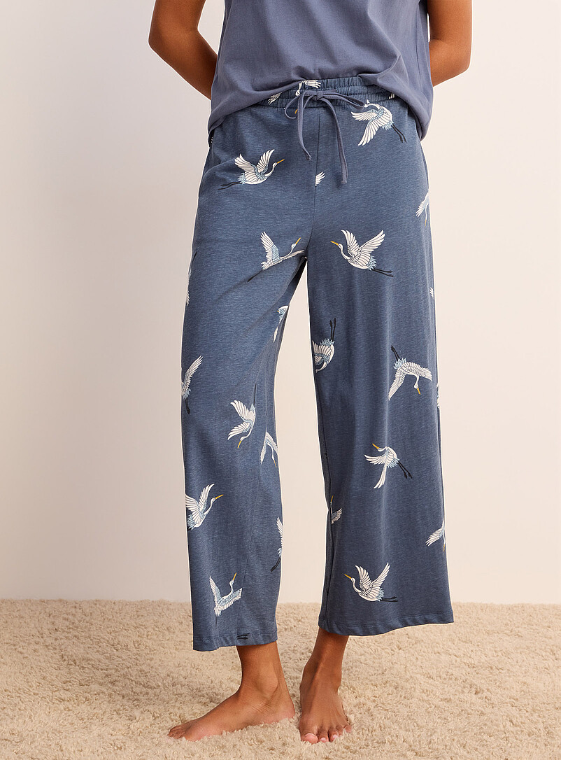 Miiyu: Le capri pyjama coloris apaisant Vert &agrave; motifs pour femme