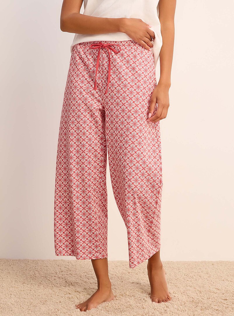 Miiyu Light Brown Soothing tone pyjama capri pant for women