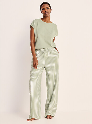 Miiyu: Le pantalon pyjama &agrave; motif coloris apaisant Vert assorti pour femme